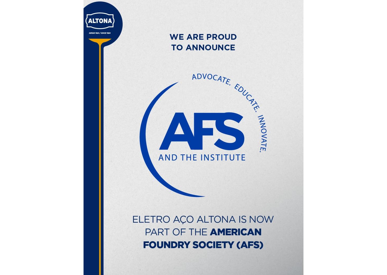 Electro Aço Altona is now a member of the AFS - American Foundry Society